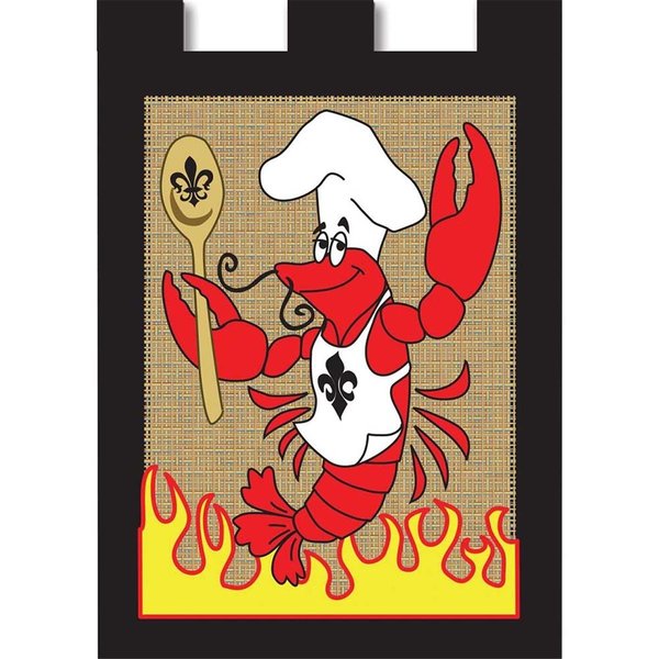 Dicksons Burlap Crawfish Chef Garden Flag 01803